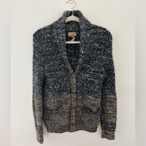 WILFRED Wool Alpaca Nord Sweater Size Small Blue‎ Brown Chunky Knit Grandpa